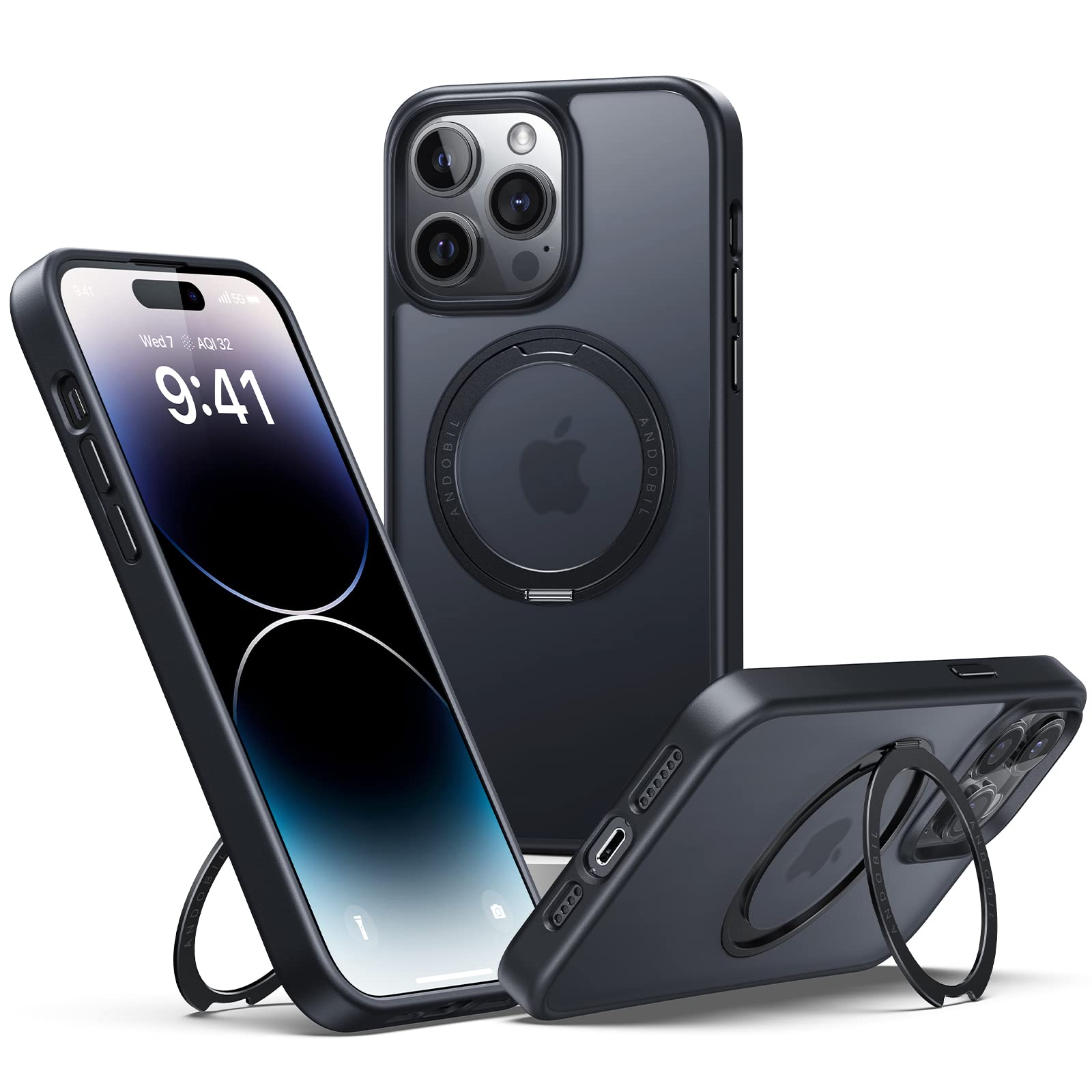 Andobil for iPhone 14 Pro Case with Stand[Easy Relax Series]