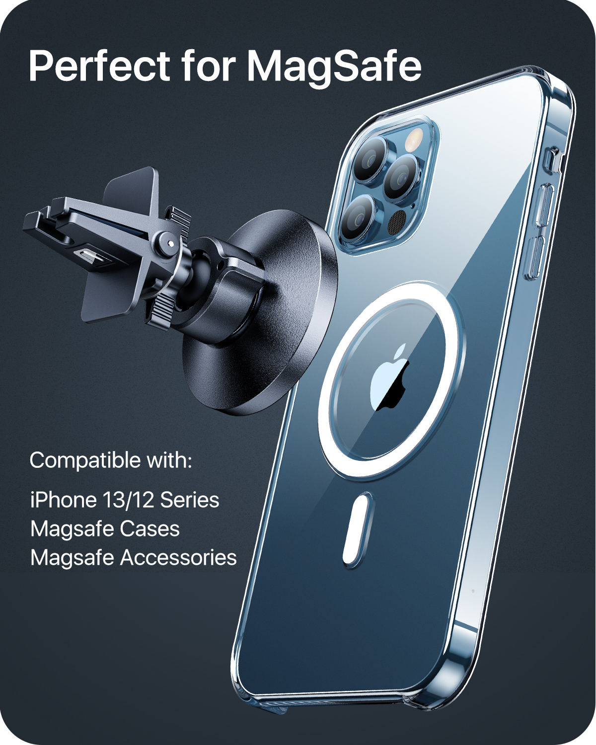 Magnetic Dashboard Phone Holder For Car, All Metal Design, Magsafe