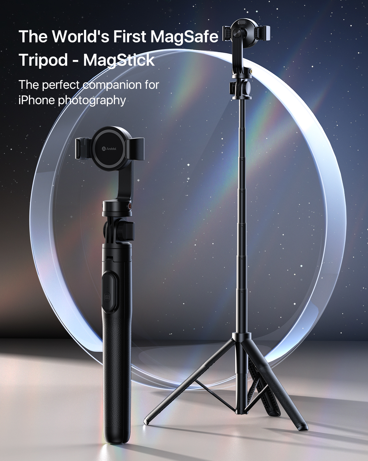 andobil Trípode magnético de 67.15 pulgadas para iPhone, trípode de  aluminio estable para cámara, soporte de trípode para teléfono celular con  control