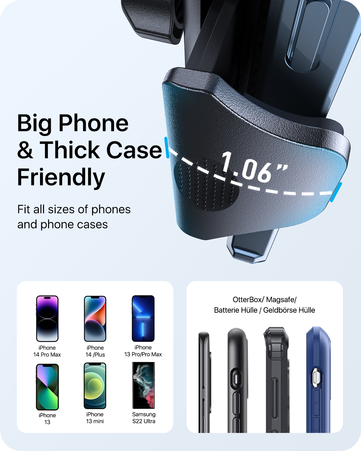 Phone Mount for Car [Super Stable & Easy] Upgraded Air Vent Clip Car Phone  Holder Mount Fit for All Cell Phone with Thick Case Handsfree Car Mount for