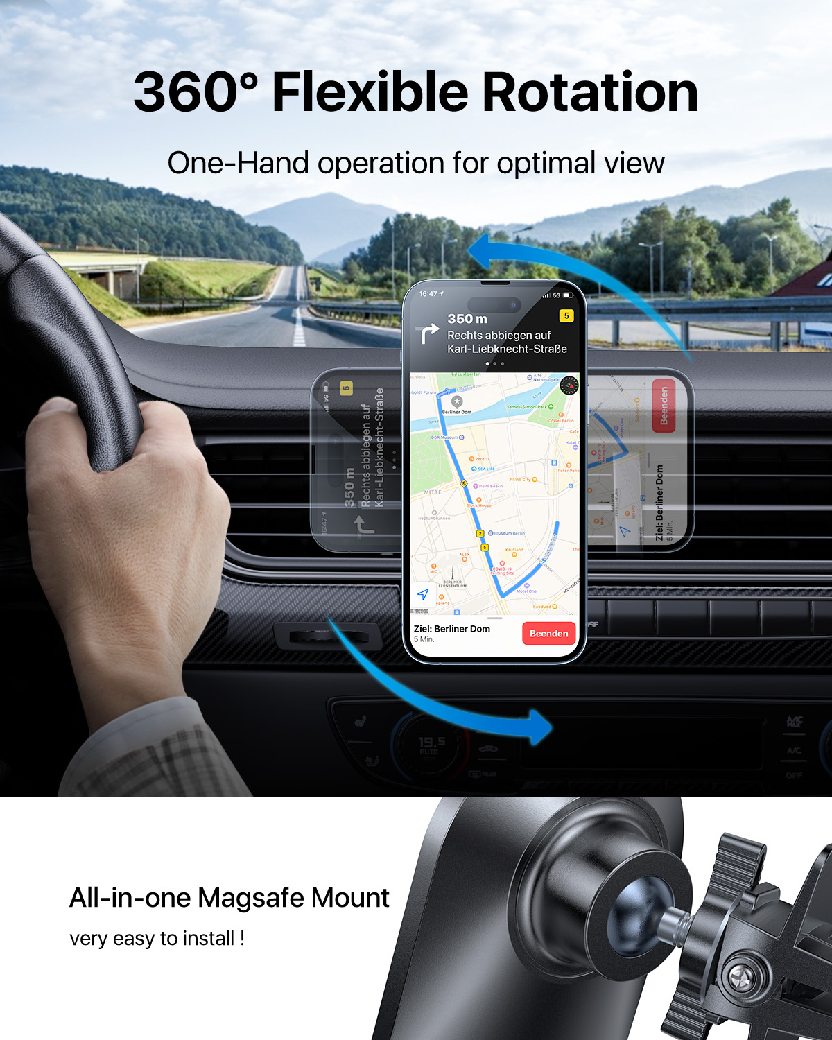 Quarble Magnetic Adapter Compatible with MagSafe Case and iPhone 12 Pro Max  Mini, Attached to Old Magnetic Car Phone Mount Holder No Metal Plate